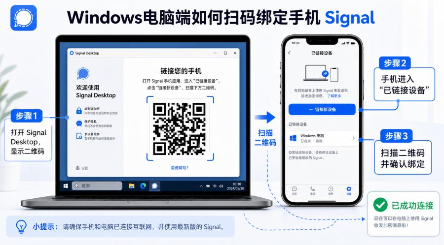Signal电脑版怎么下载？Windows安装、扫码绑定与使用教程 正文图 2