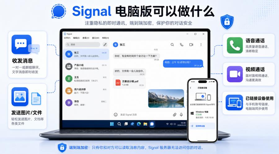 Signal电脑版怎么下载？Windows安装、扫码绑定与使用教程 正文图 3