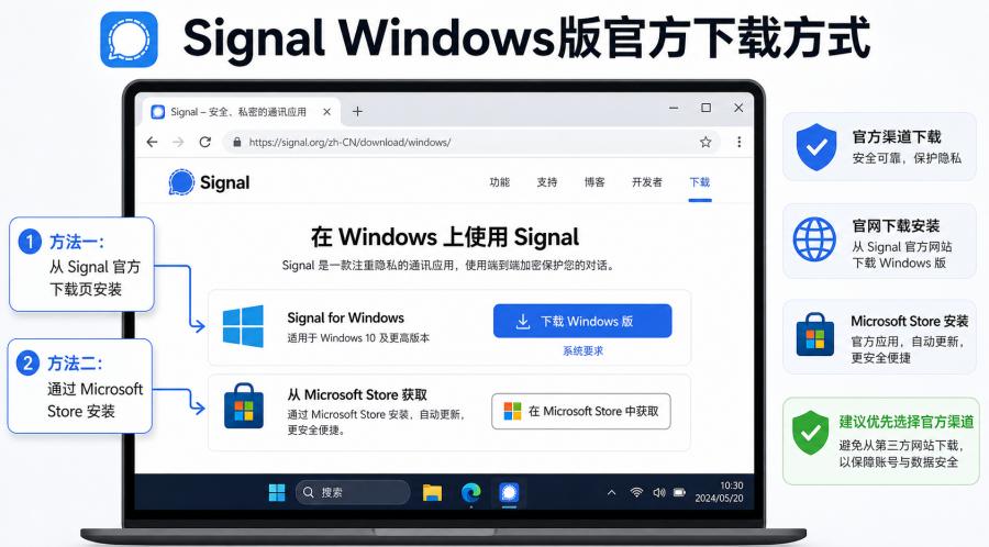 Signal Windows版怎么下载？电脑端安装、扫码绑定与聊天同步教程 正文图 1